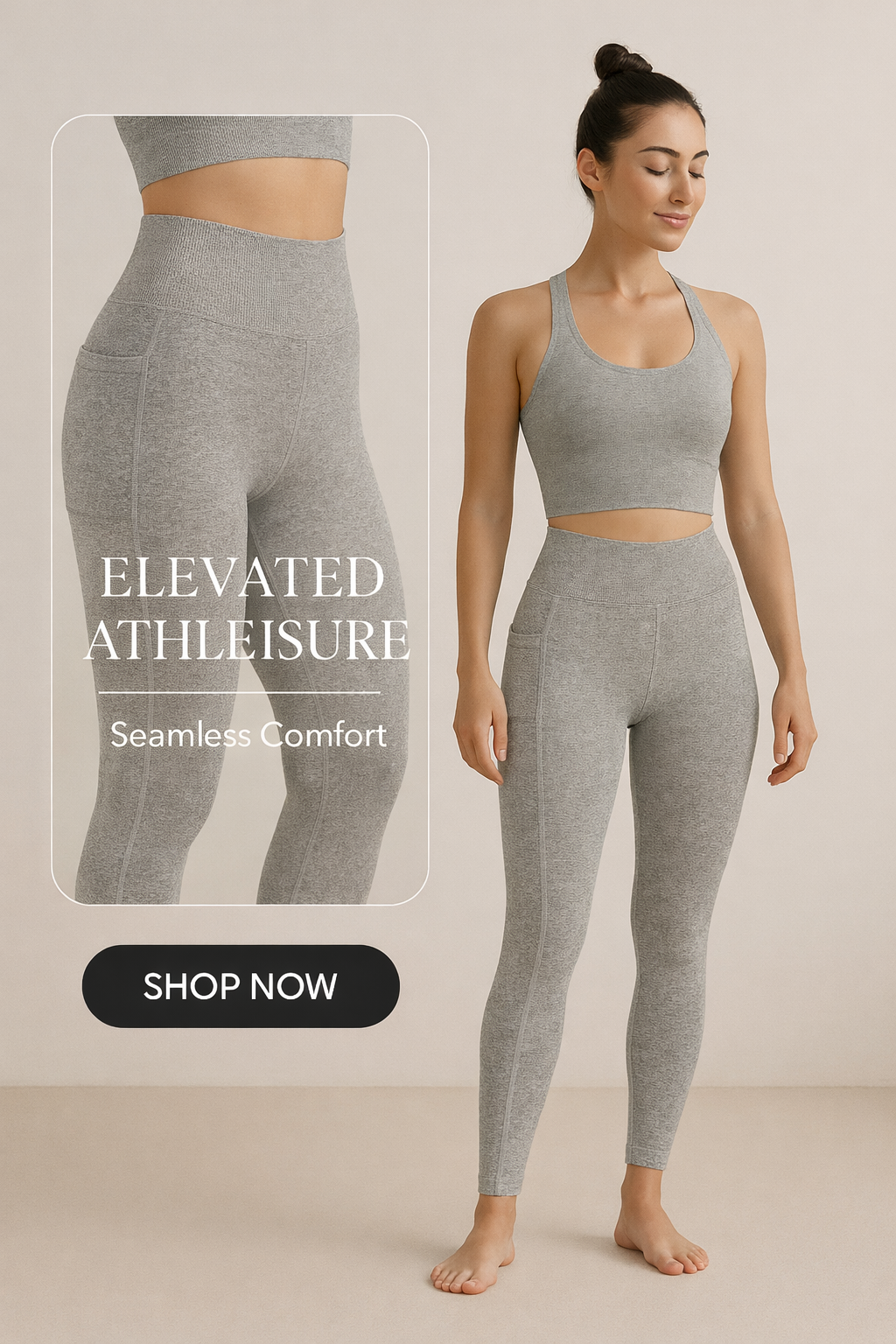 IYKE Women's Leggings Yoga Pants, with 2 side pockets, High Waist Tummy Control Stretch Slim Leggings.