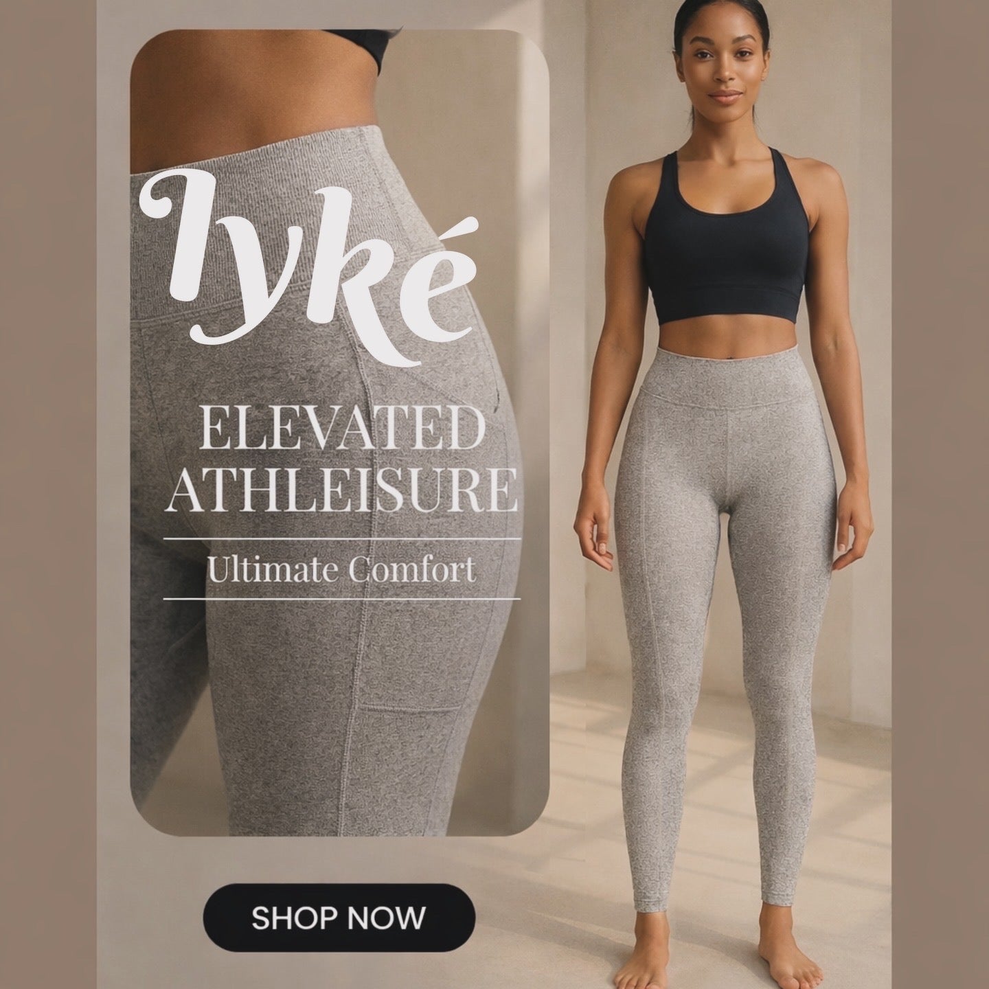 IYKE Women's Leggings Yoga Pants, with 2 side pockets, High Waist Tummy Control Stretch Slim Leggings.