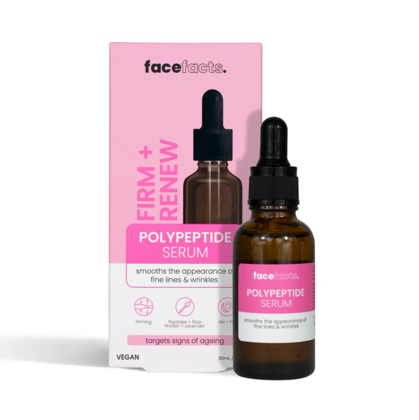 Face Facts Firm & Renew Polypeptide Facial Serum (30ml, Vegan)