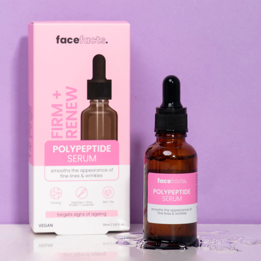 Face Facts Firm & Renew Polypeptide Facial Serum (30ml, Vegan)