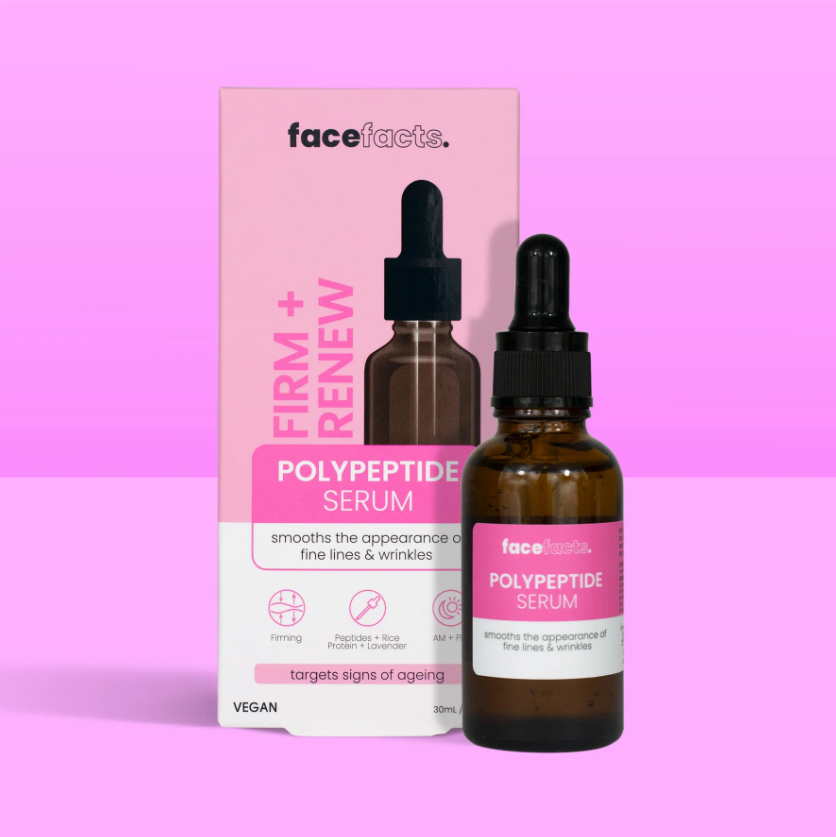 Face Facts Firm & Renew Polypeptide Facial Serum (30ml, Vegan)