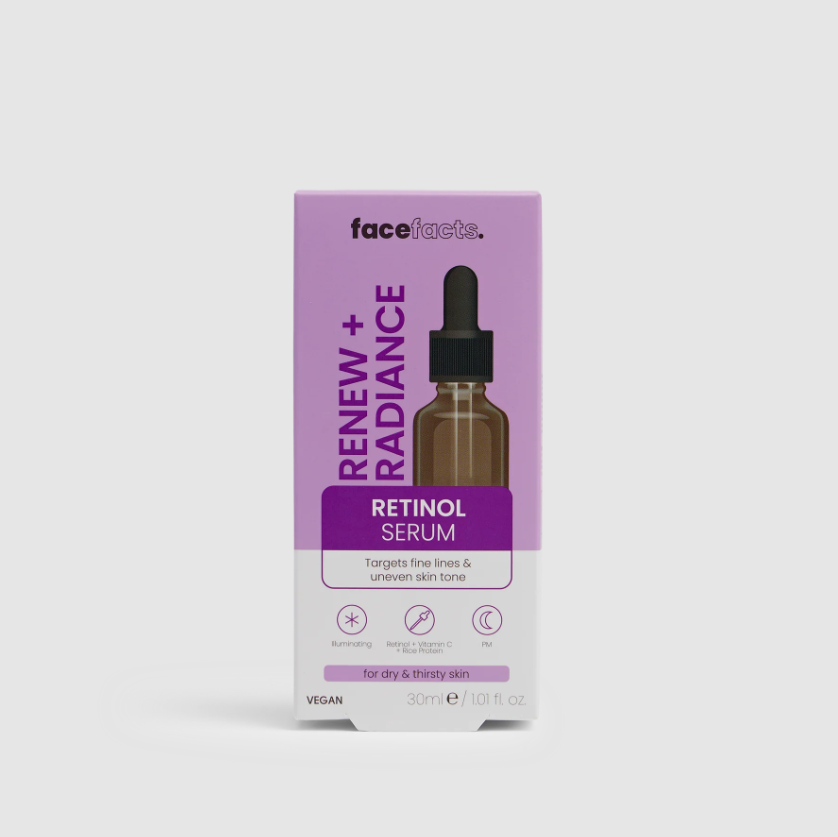 Face Facts Renew & Radiance Retinol Facial Serum (30ml, Vegan)