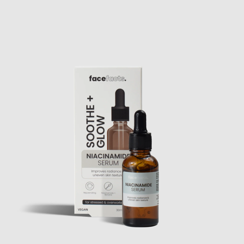 Face Facts Soothe + Glow Niacinamide Facial Serum (30ml, Vegan)