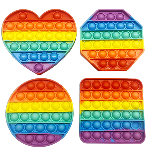 Iyke 4PCS (Heart, Octagon, Square, Circle) Pop It Fidget Toy ~ Free Postage