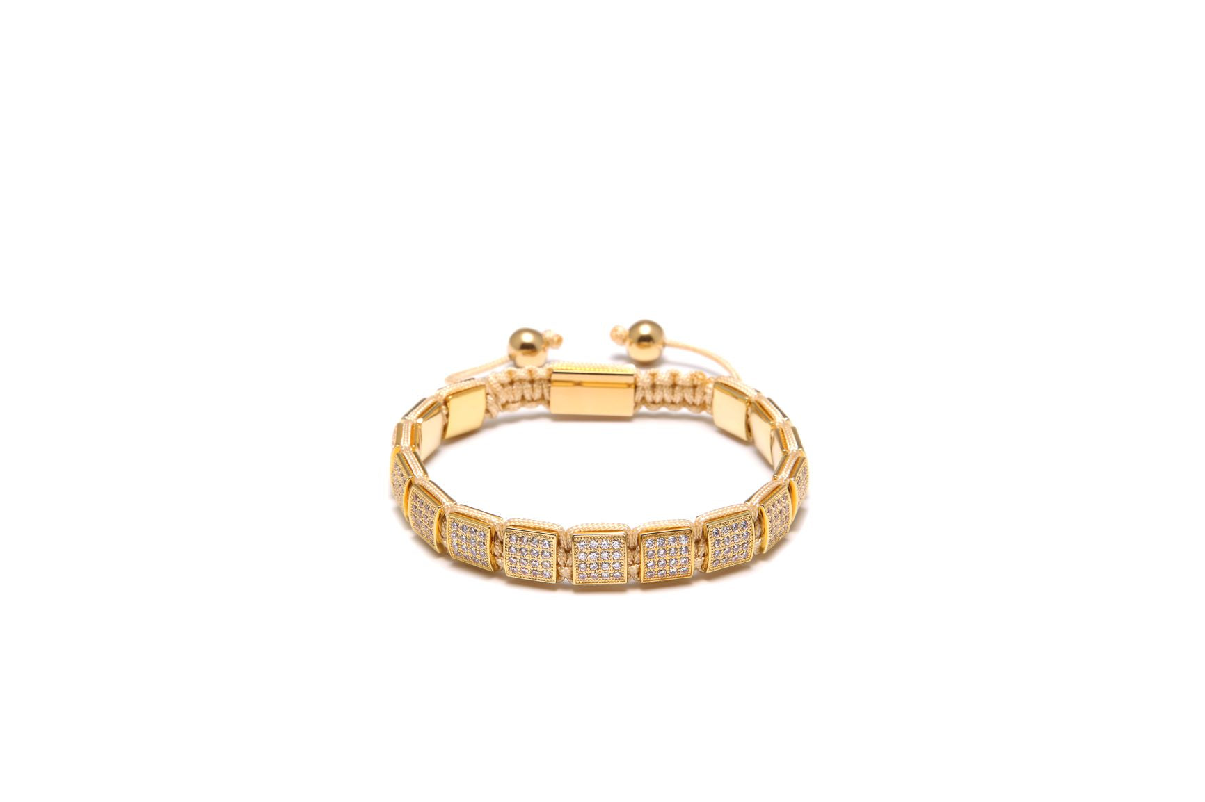 IYKE Luxury Inlay Crystal Square Adjustable knotted Bangle