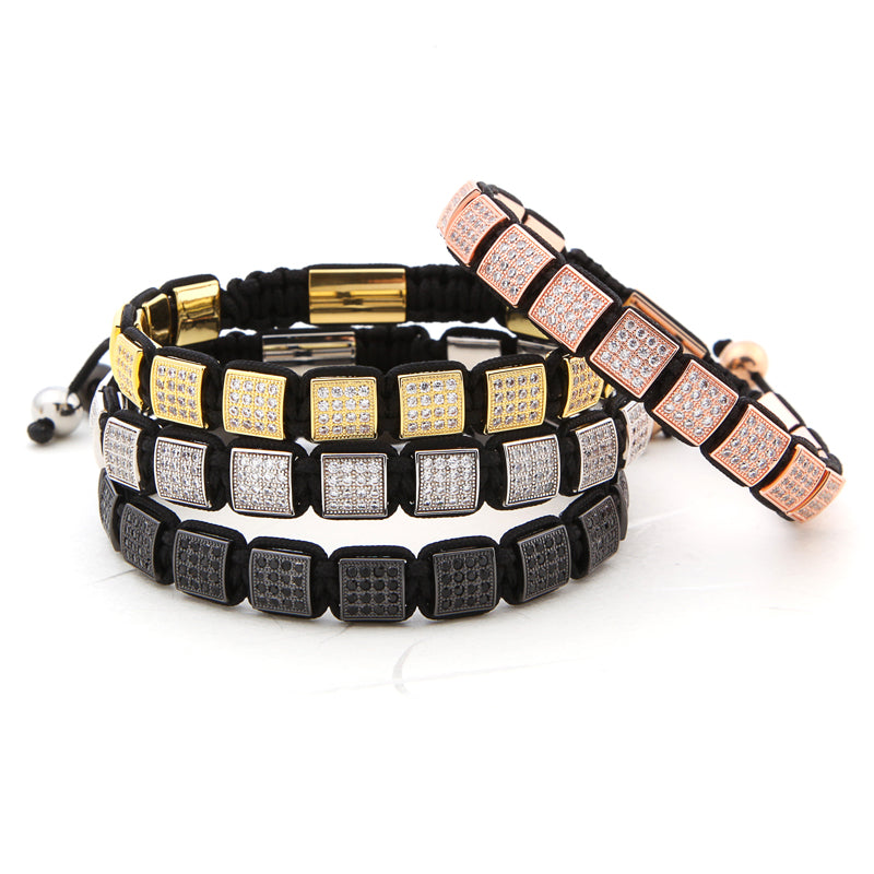 IYKE Luxury Inlay Crystal Square Adjustable knotted Bangle