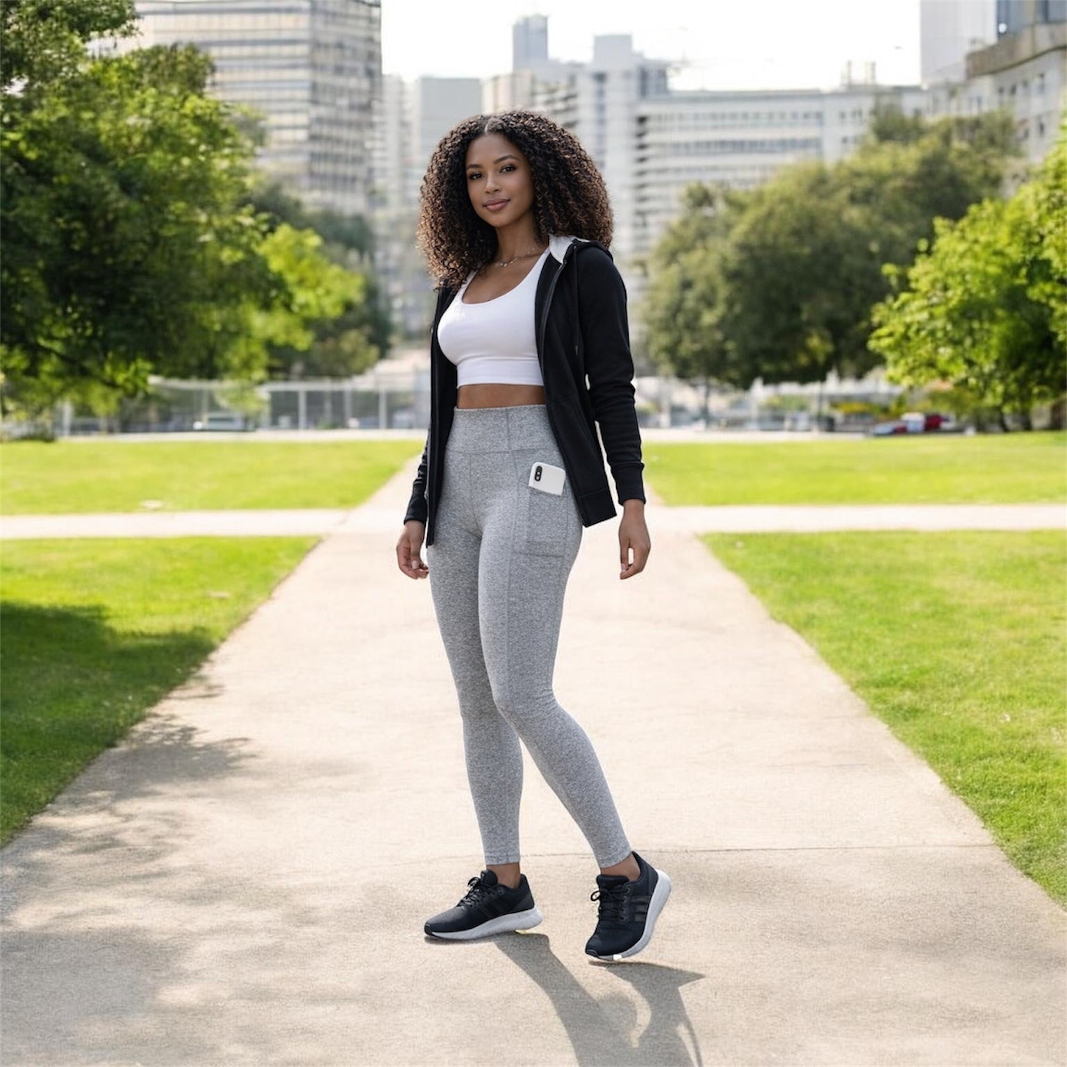 IYKE  Women's Leggings Yoga Pants, with 2 side pockets, High Waist Tummy Control Stretch Slim Leggings.