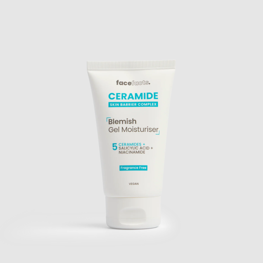 Face Facts Ceramide Blemish Gel Moisturiser – 5 Ceramides + Niacinamide + Salicylic Acid | Lightweight Barrier Repair | 50ml