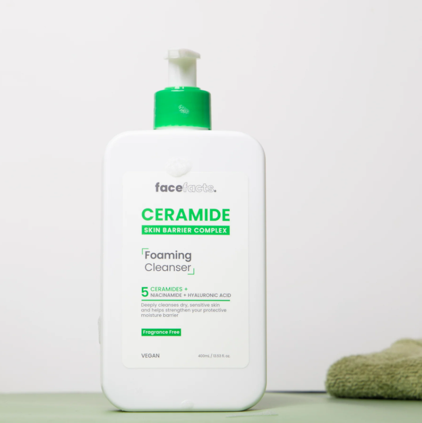 Face Facts Ceramide Foaming Cleanser – 5 Ceramides + Niacinamide + Hyaluronic Acid | Hydrating Gel-to-Foam Cleanser | 400ml