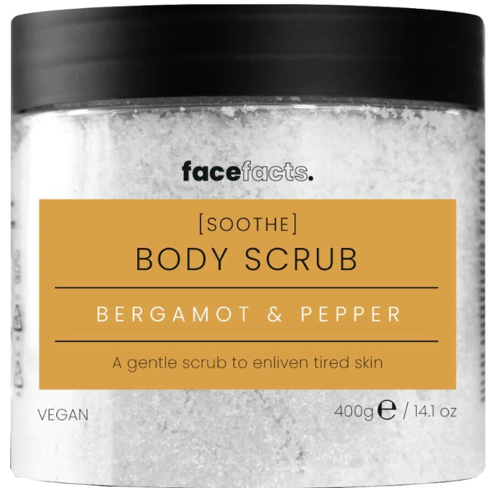 Face Facts Soothe Bergamot & Pepper Body Scrub – Exfoliate + Refresh Your Skin & Mind | 400g