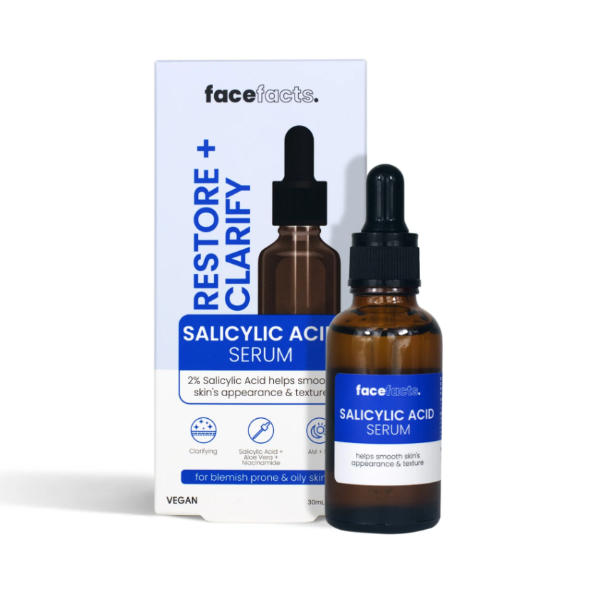 Face Facts Restore & Clarify Salicylic Acid Facial Serum (30ml, Vegan)
