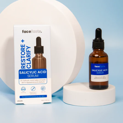 Face Facts Restore & Clarify Salicylic Acid Facial Serum (30ml, Vegan)