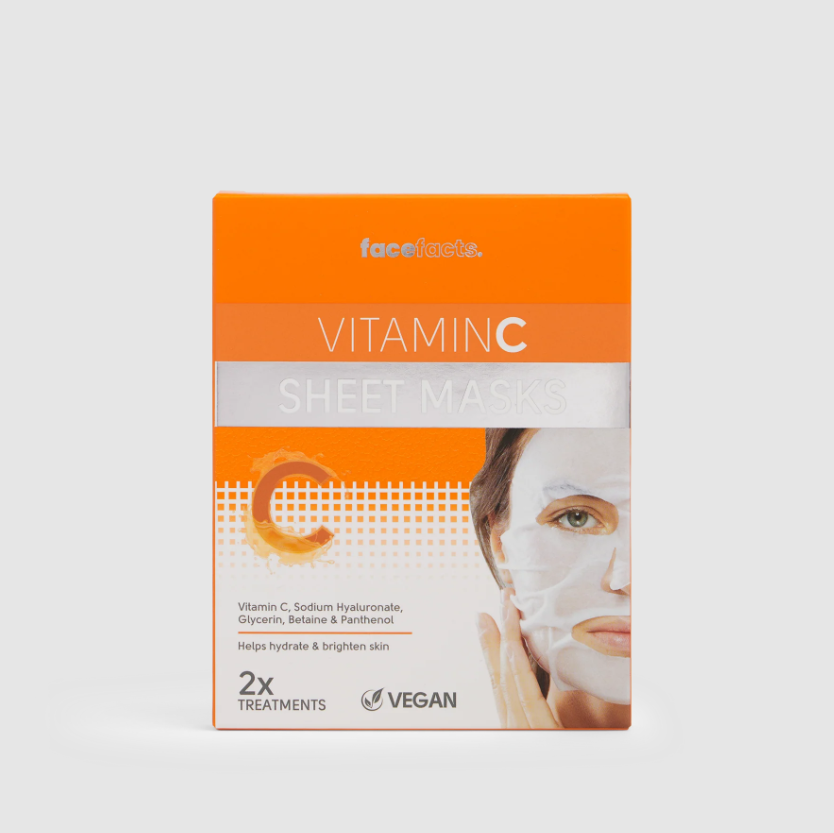 Vitamin C Brightening Sheet Mask – 2 Pack | Vegan & Biodegradable