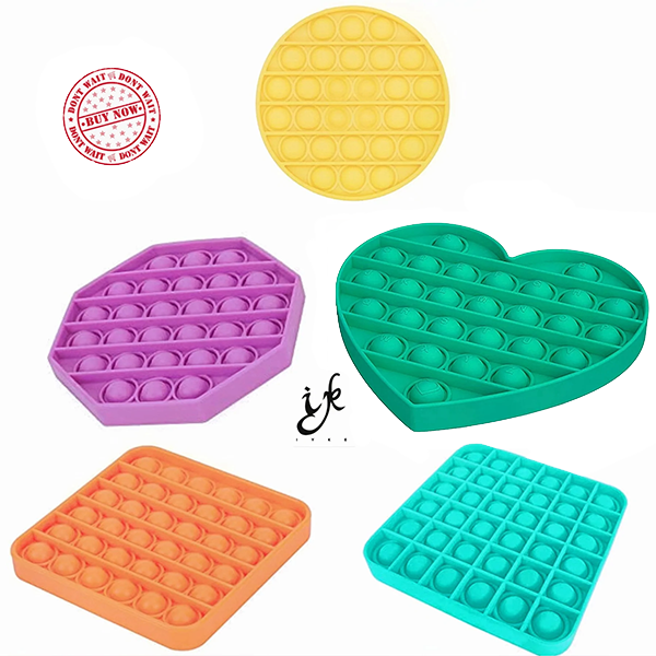 Iyke (Bundle Pack, Octagon, Circle, Heart, Square X 2) Pop It Fidget Toy - Push Pop Bubble Fidget Toy. Free Shipping