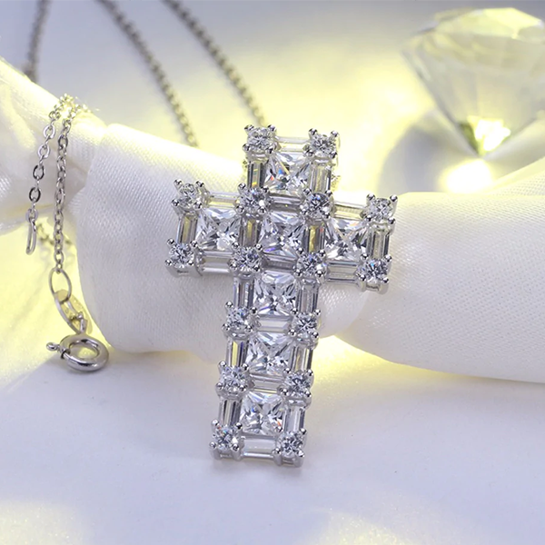 CZ Cross Pendant Necklace