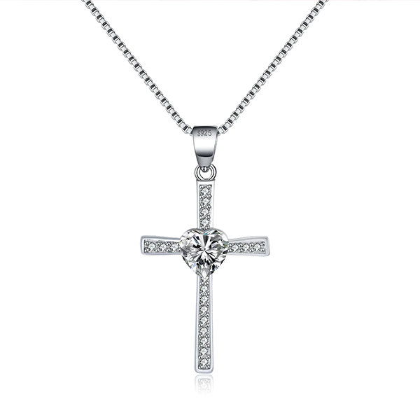 CZ Cross Pendant Necklace