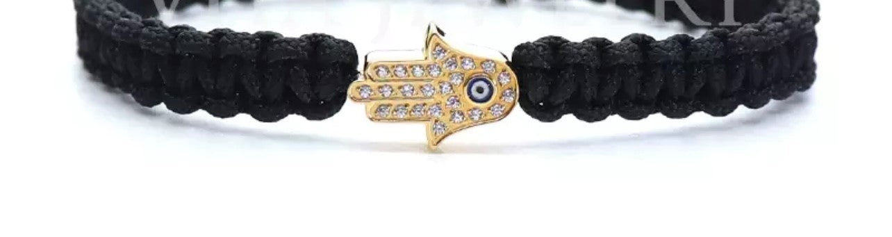 IYKE Zircon Stainless Steel Hamsa eye Hand Bracelet