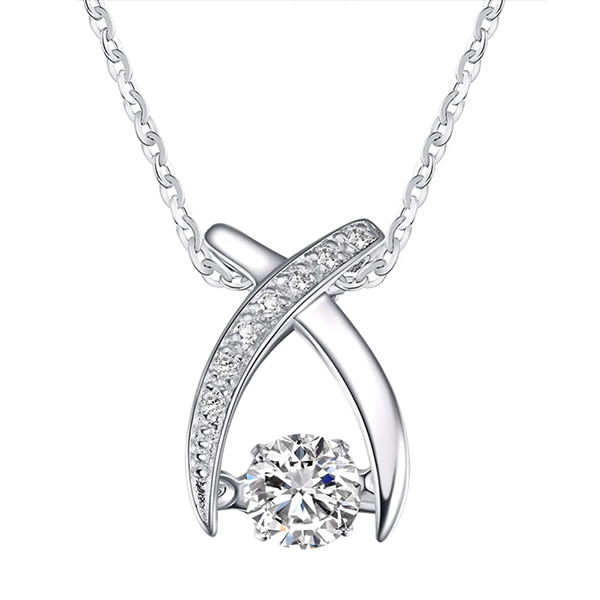 X Shaped CZ Pendant Necklace