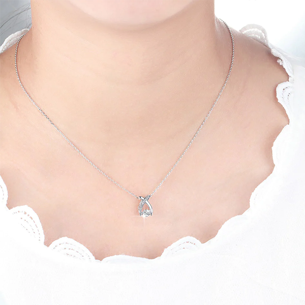 X Shaped CZ Pendant Necklace