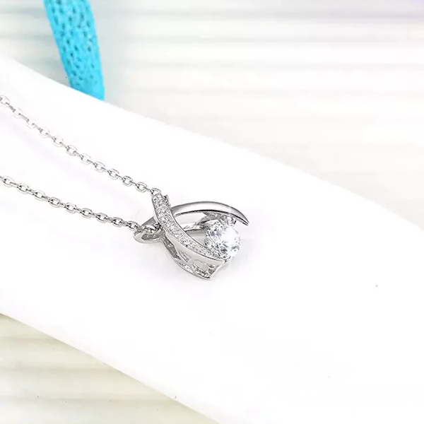 X Shaped CZ Pendant Necklace