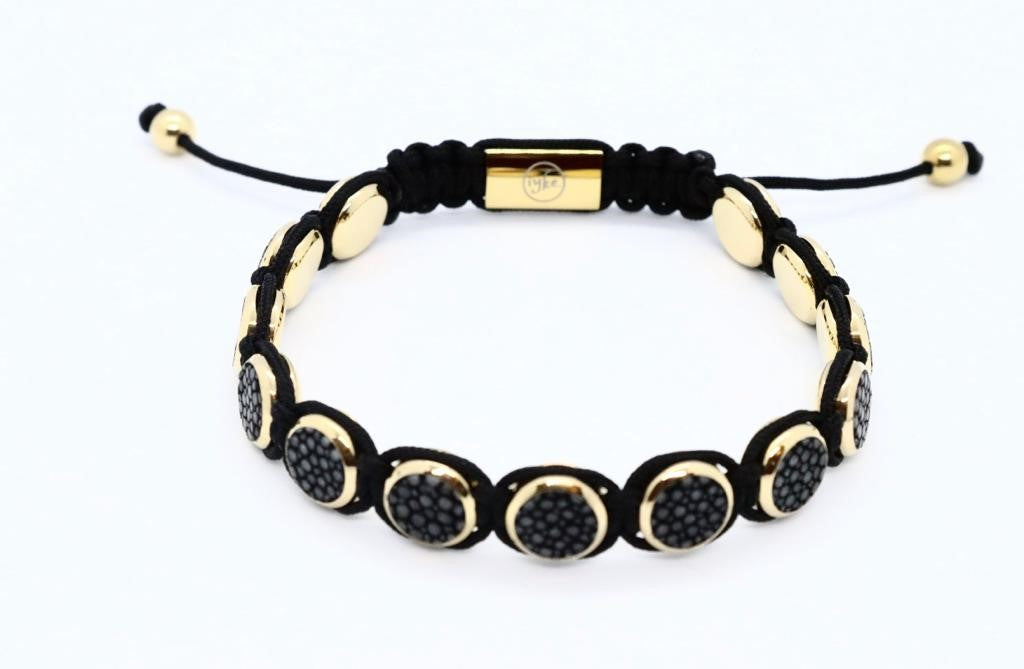 IYKE Luxury Stingray Leather Flat Beads Bangle