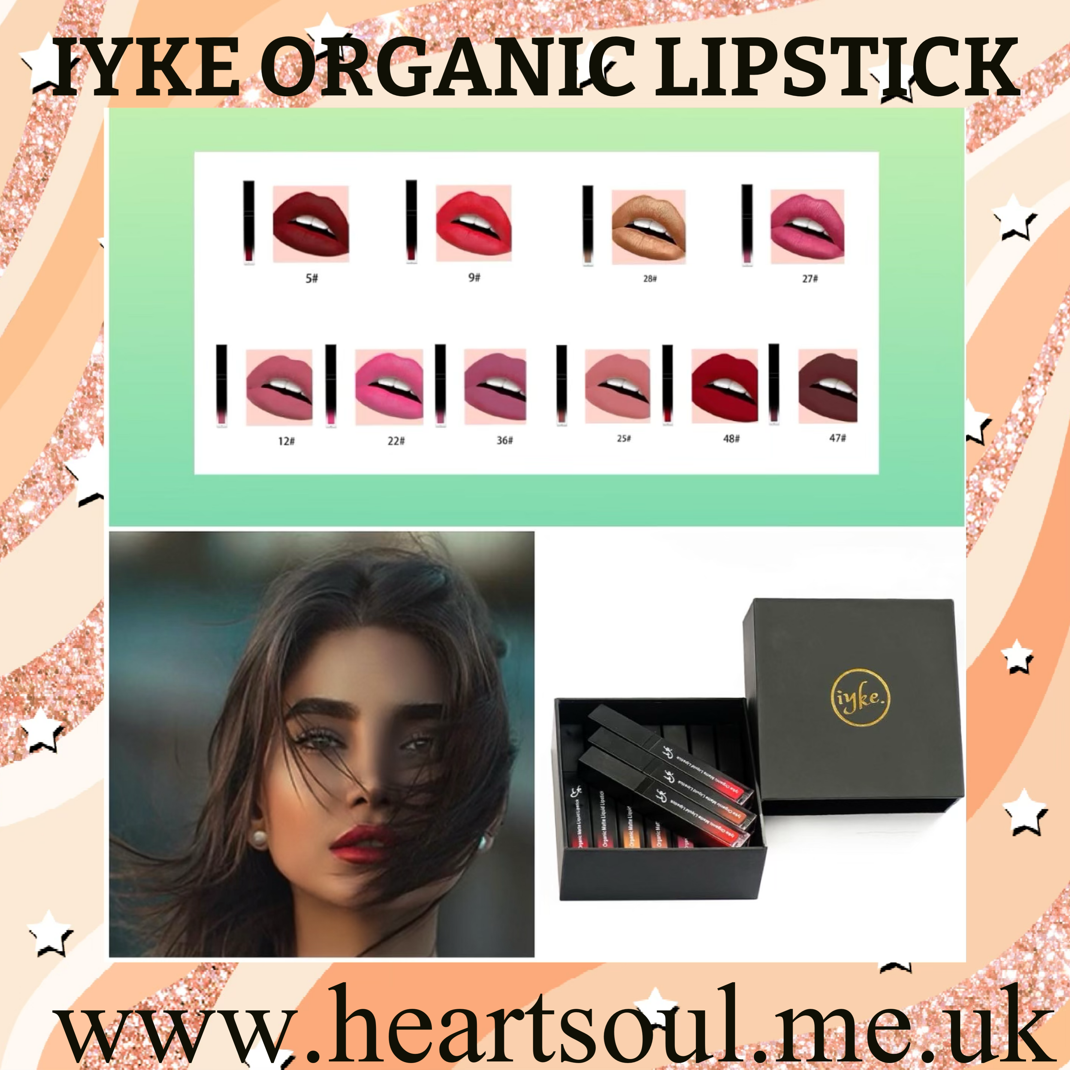 Iyke Organic Liquid Matte Lipstick Gift Box x 10pcs ~ {Free Shipping}