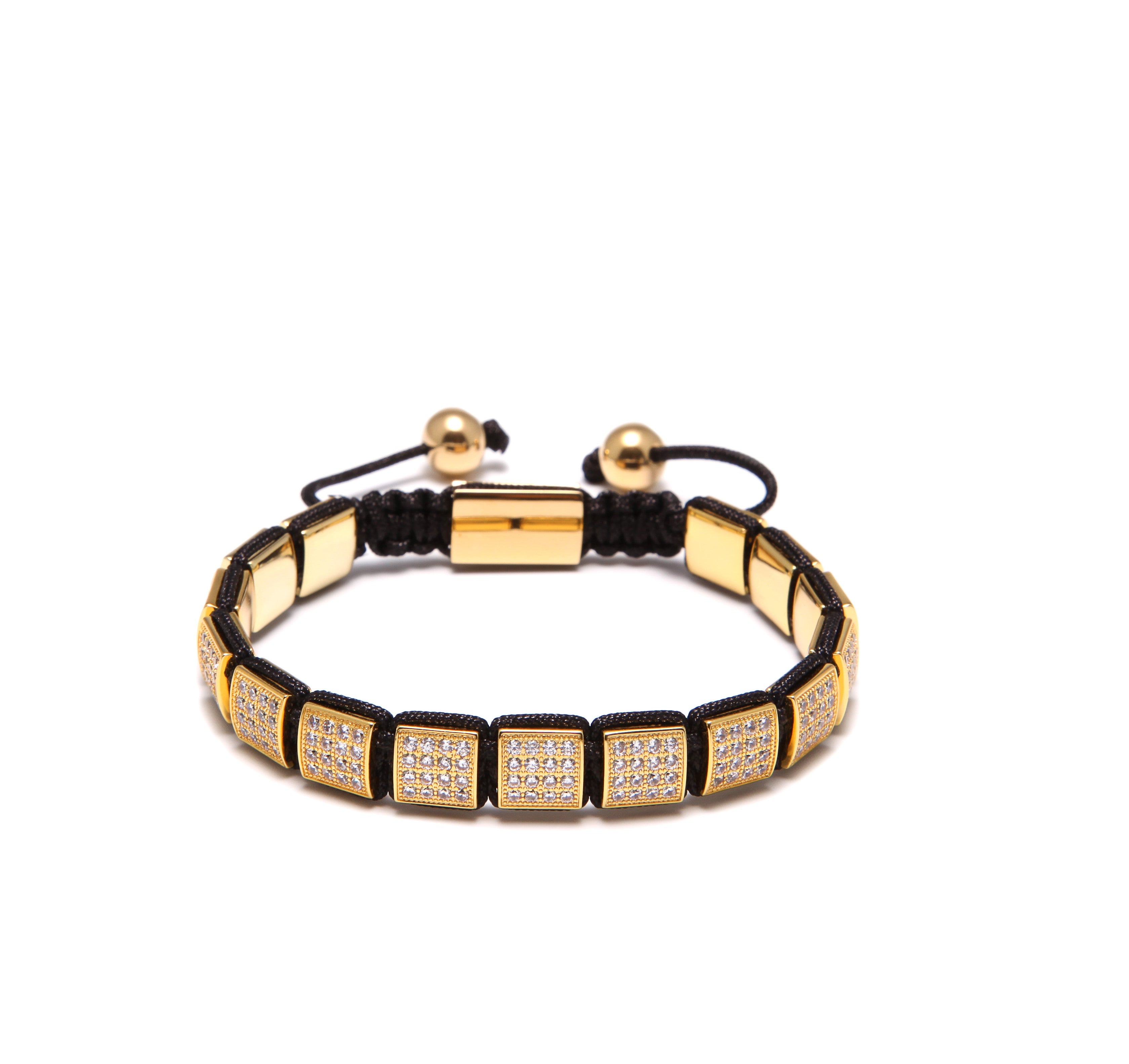 IYKE Luxury Inlay Crystal Square Adjustable knotted Bangle