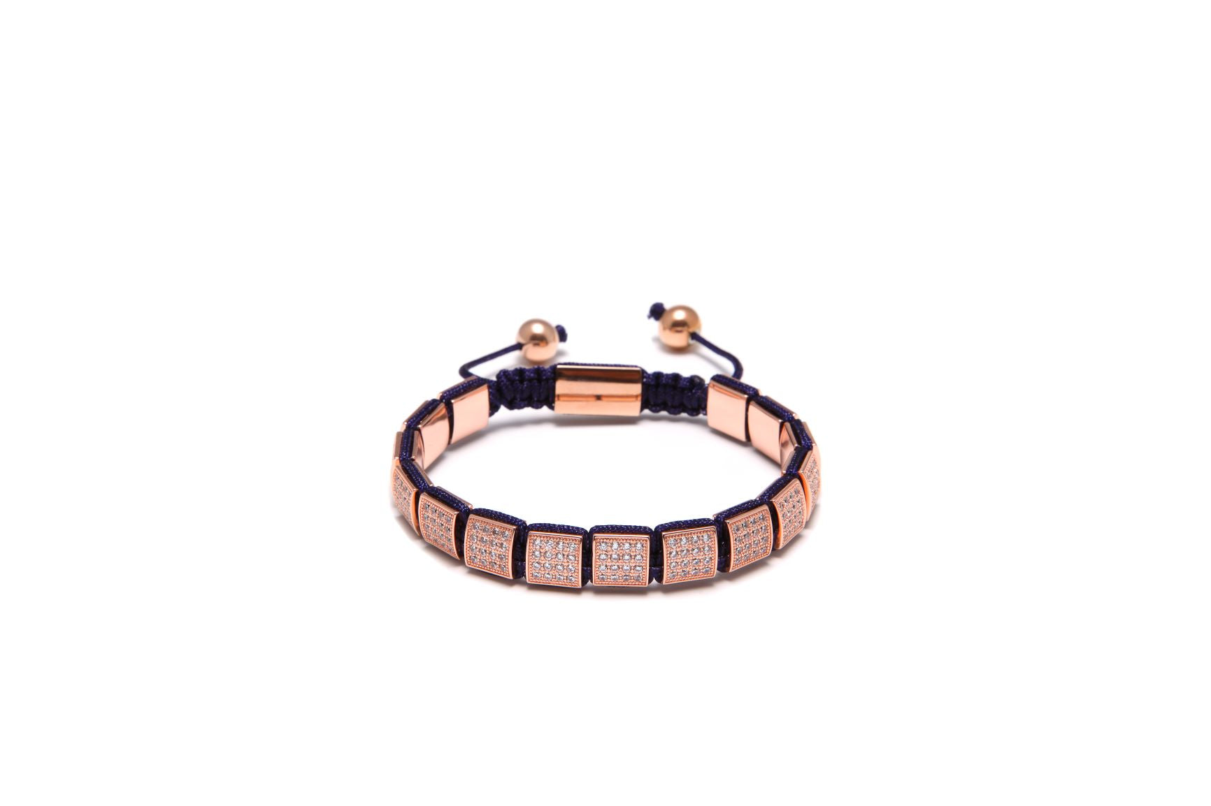 IYKE Luxury Inlay Crystal Square Adjustable knotted  Bangle