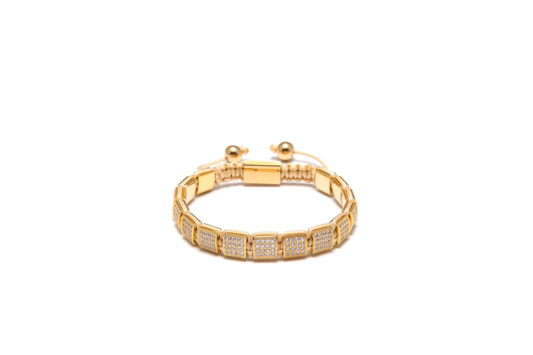 IYKE Luxury Inlay  Crystal Square Adjustable knotted Bangle